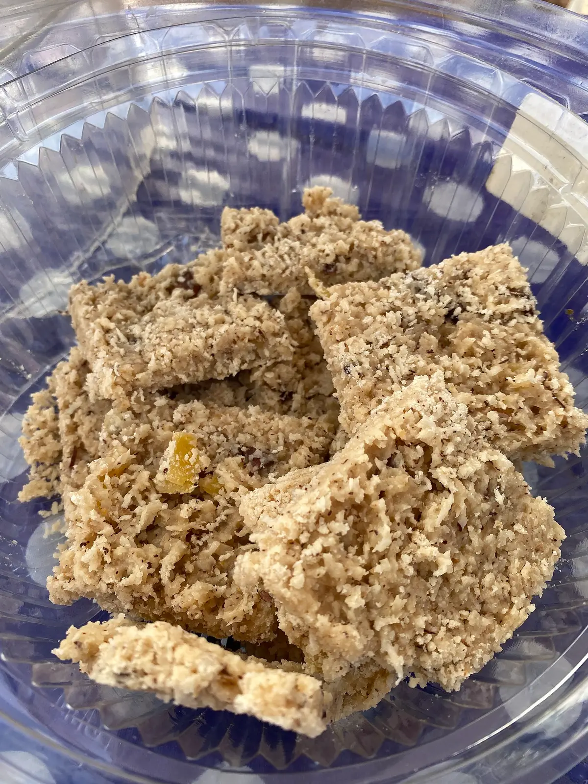 Pieces of Colombian cocada, chewy grated-coconut candy